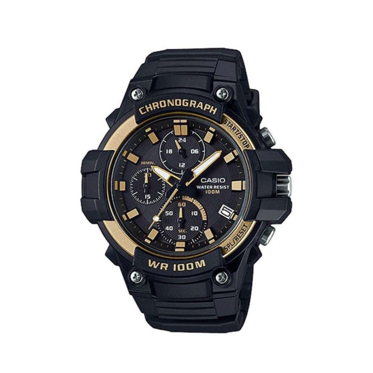 Casio Mcw-110h-9avdf Analog Chronograph Black Resin Strap