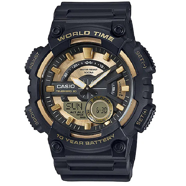 Casio men's lcd deals black resin strap watch