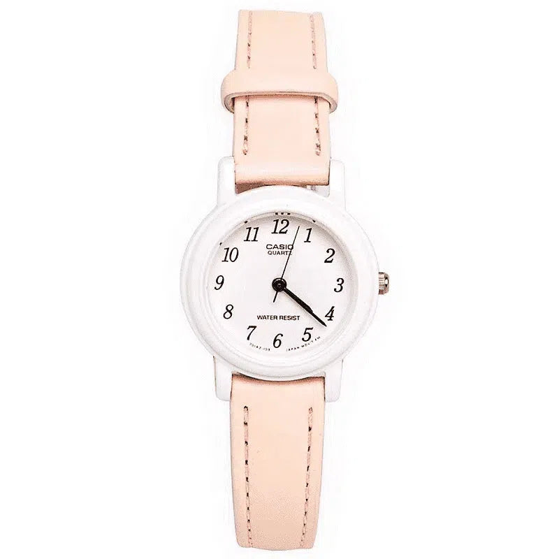 Casio Analog LQ-139L-4B2 Peach Leather Strap Women's Watch-Watch Portal Philippines