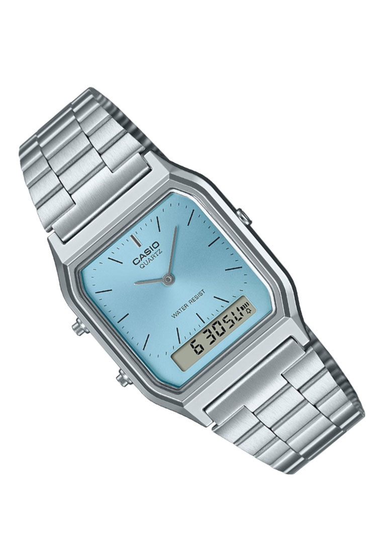 Casio AQ-230A-2A1MQYDF Digital Analog Stainless Steel Strap Watch-Watch Portal Philippines