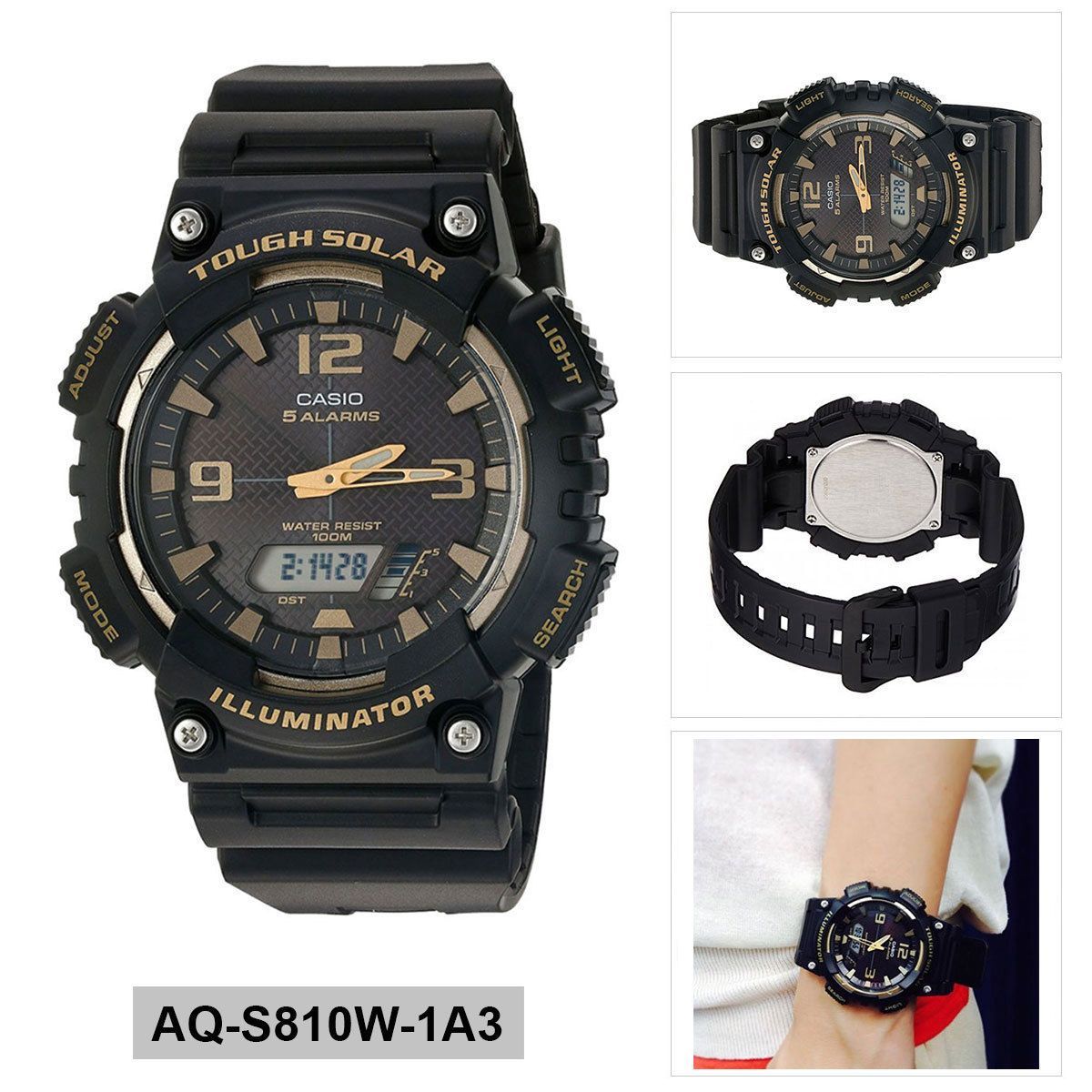 Solar Watch Black AQ-S810W-1A3 | Casio Men Powered for Watch