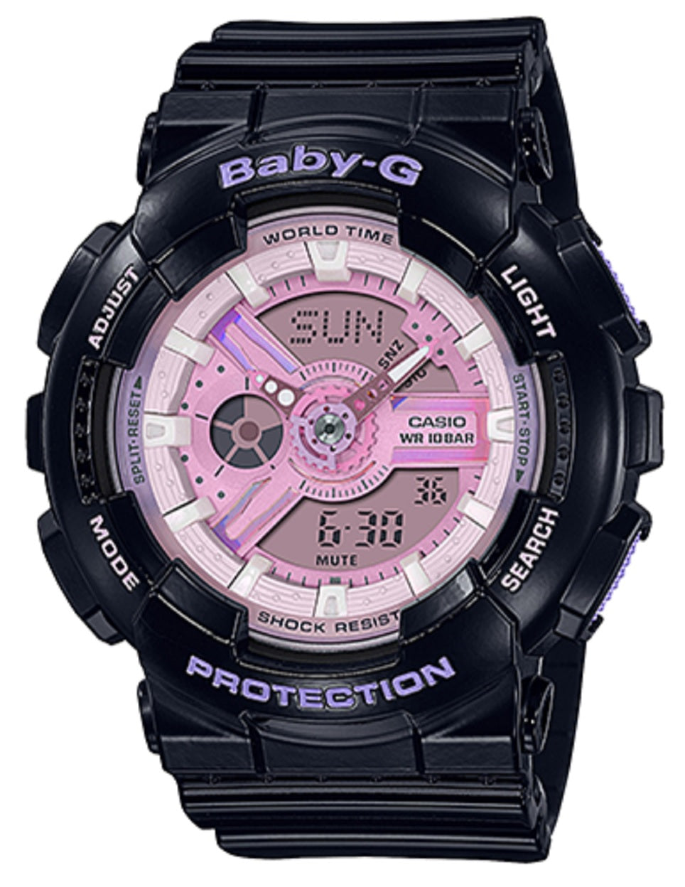 Casio Baby-g BA-110PL-1ADR Digital Analog Rubber Strap Watch For Women-Watch Portal Philippines