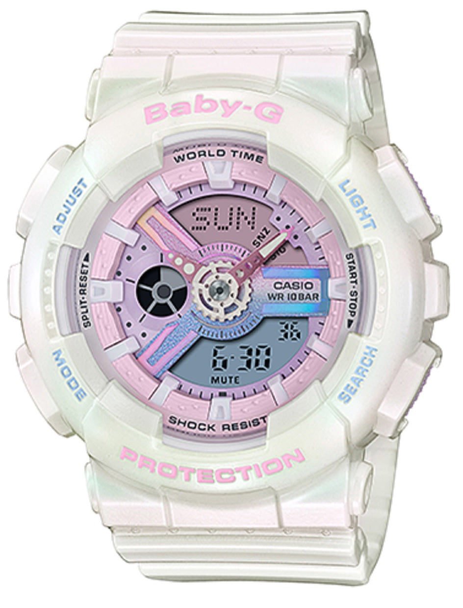 Casio Baby g BA 110PL 7A1DR Digital Analog Rubber Strap Watch For Wome