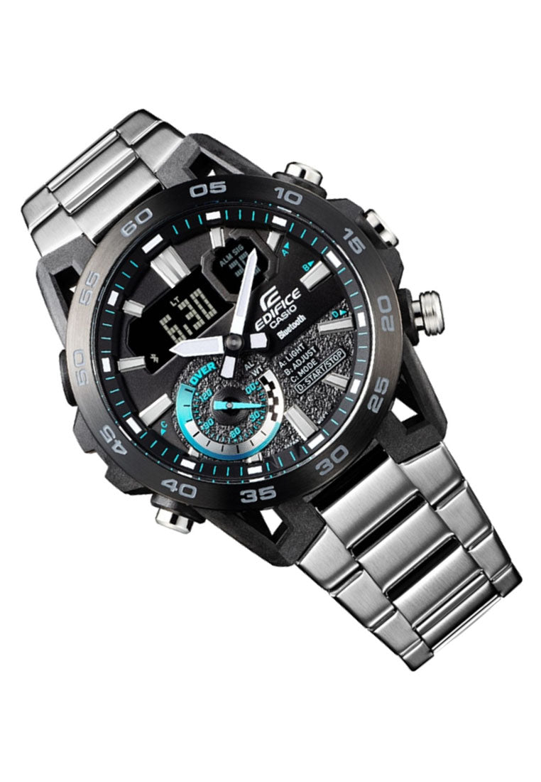 Casio Edifice ECB-40DB-1A Chronograph Bluetooth Stainless Steel Watch For Men-Watch Portal Philippines
