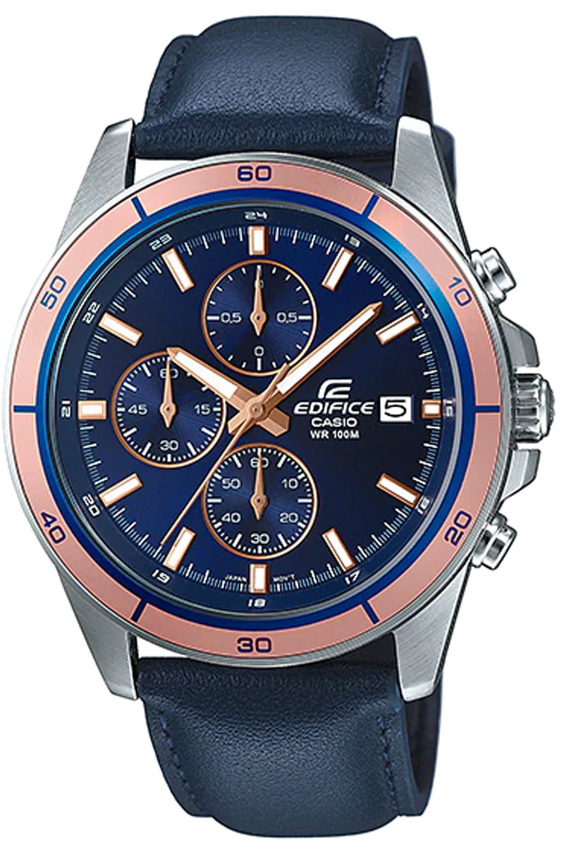 Casio Edifice EFR-526L-2A Chronograph Leather Strap Watch For Men-Watch Portal Philippines