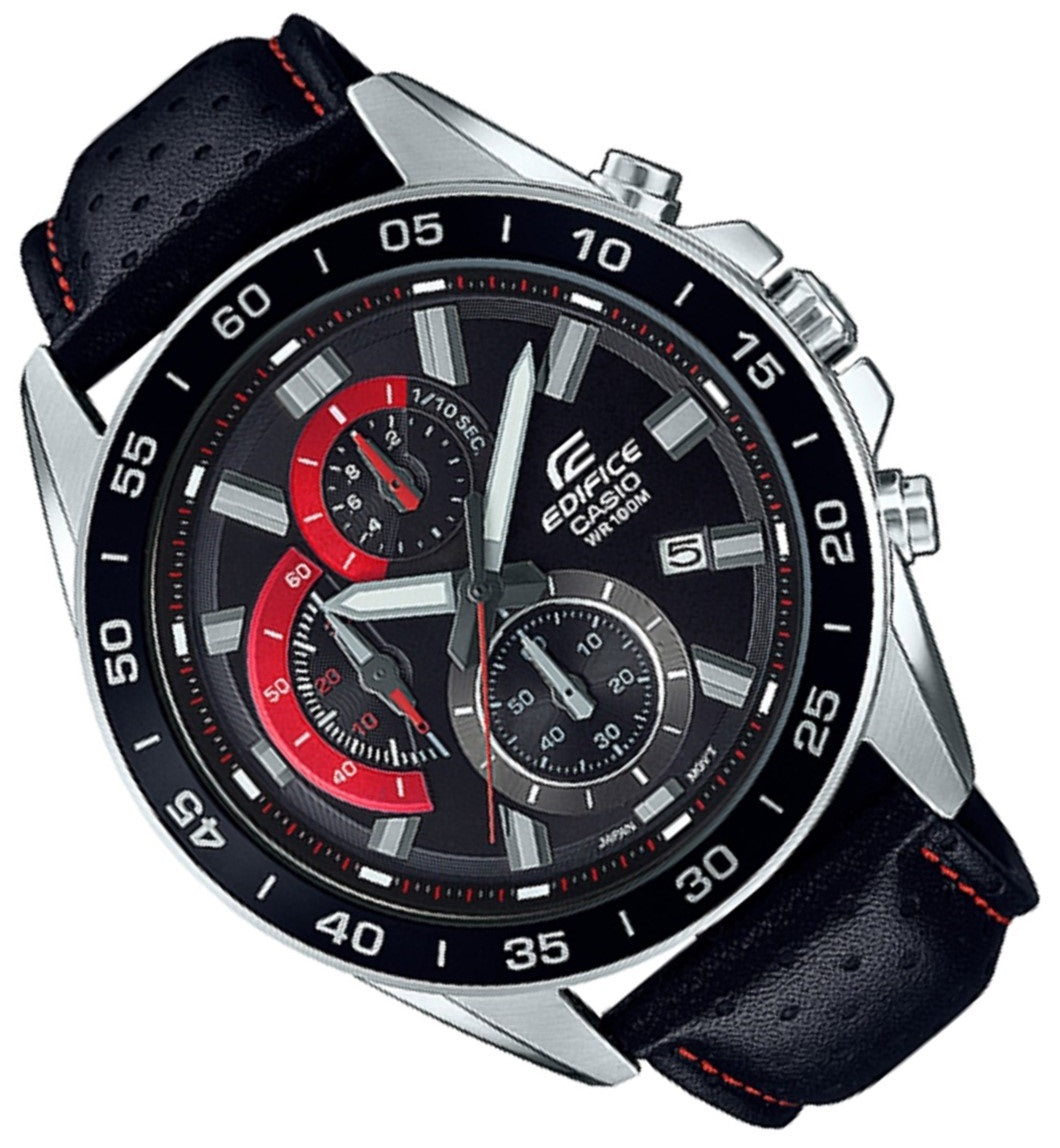 Casio Edifice EFV-550L-1A Chronograph Leather Strap Watch For Men-Watch Portal Philippines