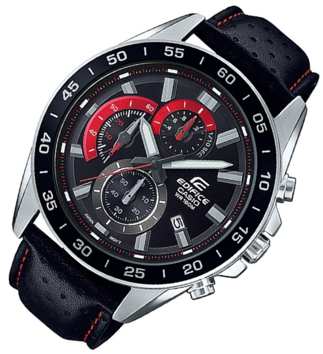 Casio Edifice EFV-550L-1A Chronograph Leather Strap Watch For Men-Watch Portal Philippines