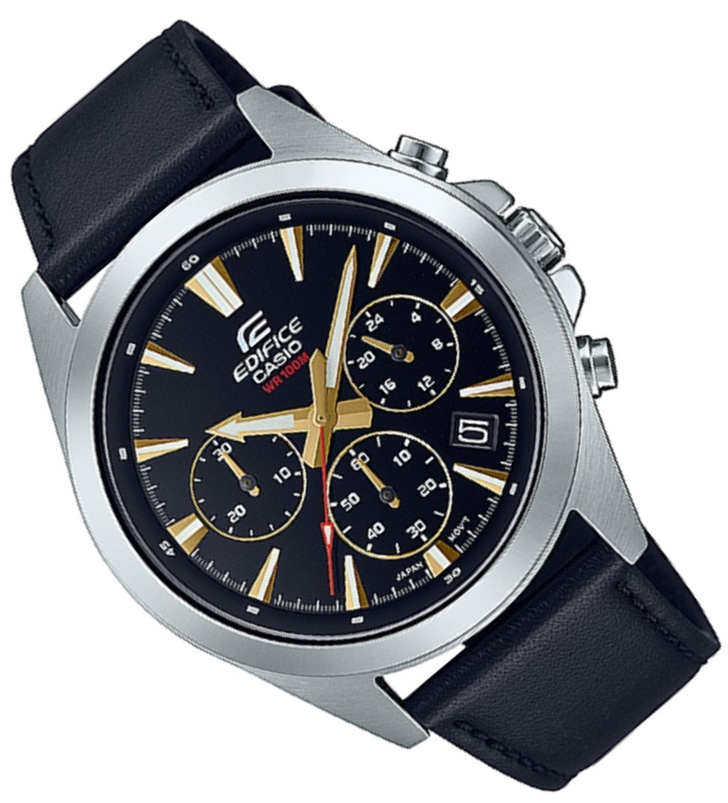 Casio Edifice EFV-630L-1A Chronograph Leather Strap Watch For Men-Watch Portal Philippines
