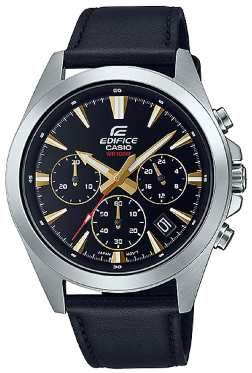 Casio Edifice EFV-630L-1A Chronograph Leather Strap Watch For Men-Watch Portal Philippines