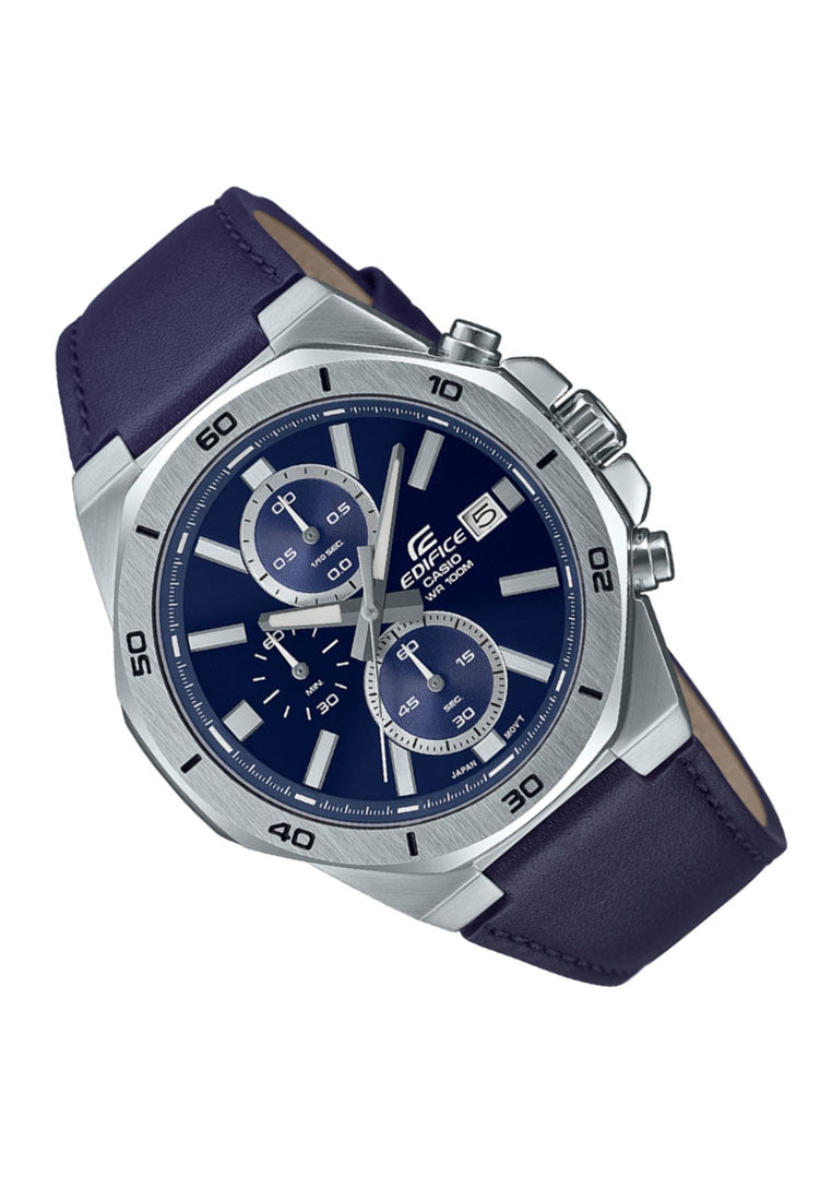 Casio Edifice EFV-640L-2A Chronograph Leather Strap Watch For Men-Watch Portal Philippines