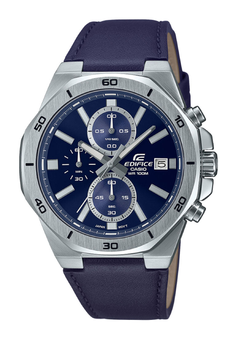 Casio Edifice EFV-640L-2A Chronograph Leather Strap Watch For Men-Watch Portal Philippines