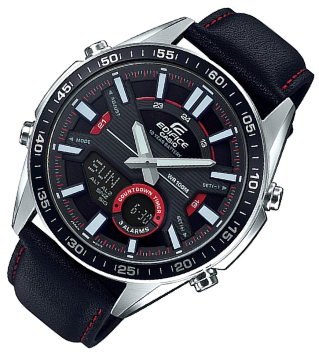 Casio Edifice EFV-C100L-1A Digital Analog Leather Strap Watch For Men-Watch Portal Philippines