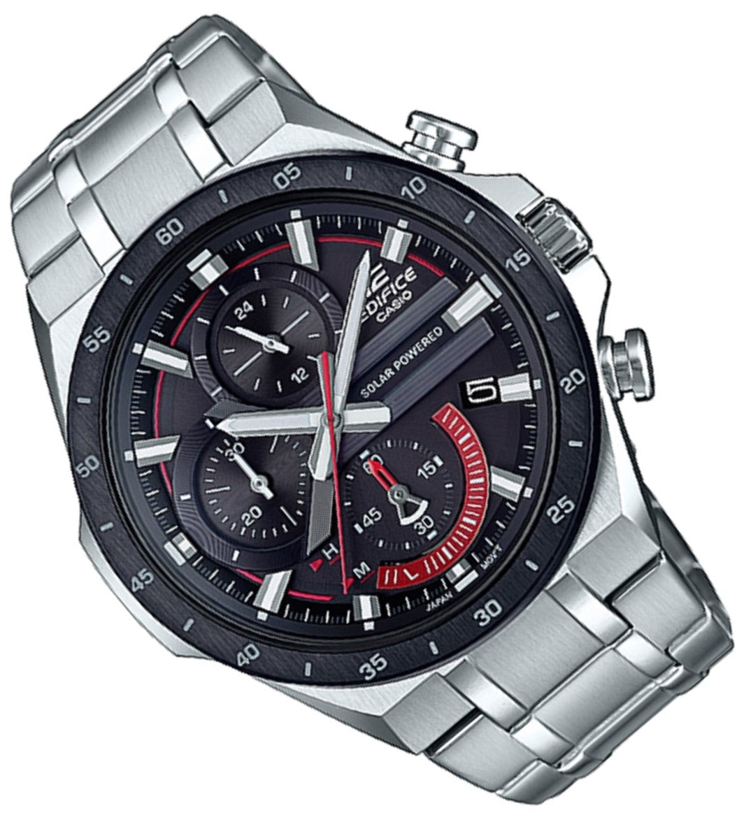 Casio Edifice EQS-920DB-1A Solar Chronograph Stainless Steel Strap Watch For Men-Watch Portal Philippines