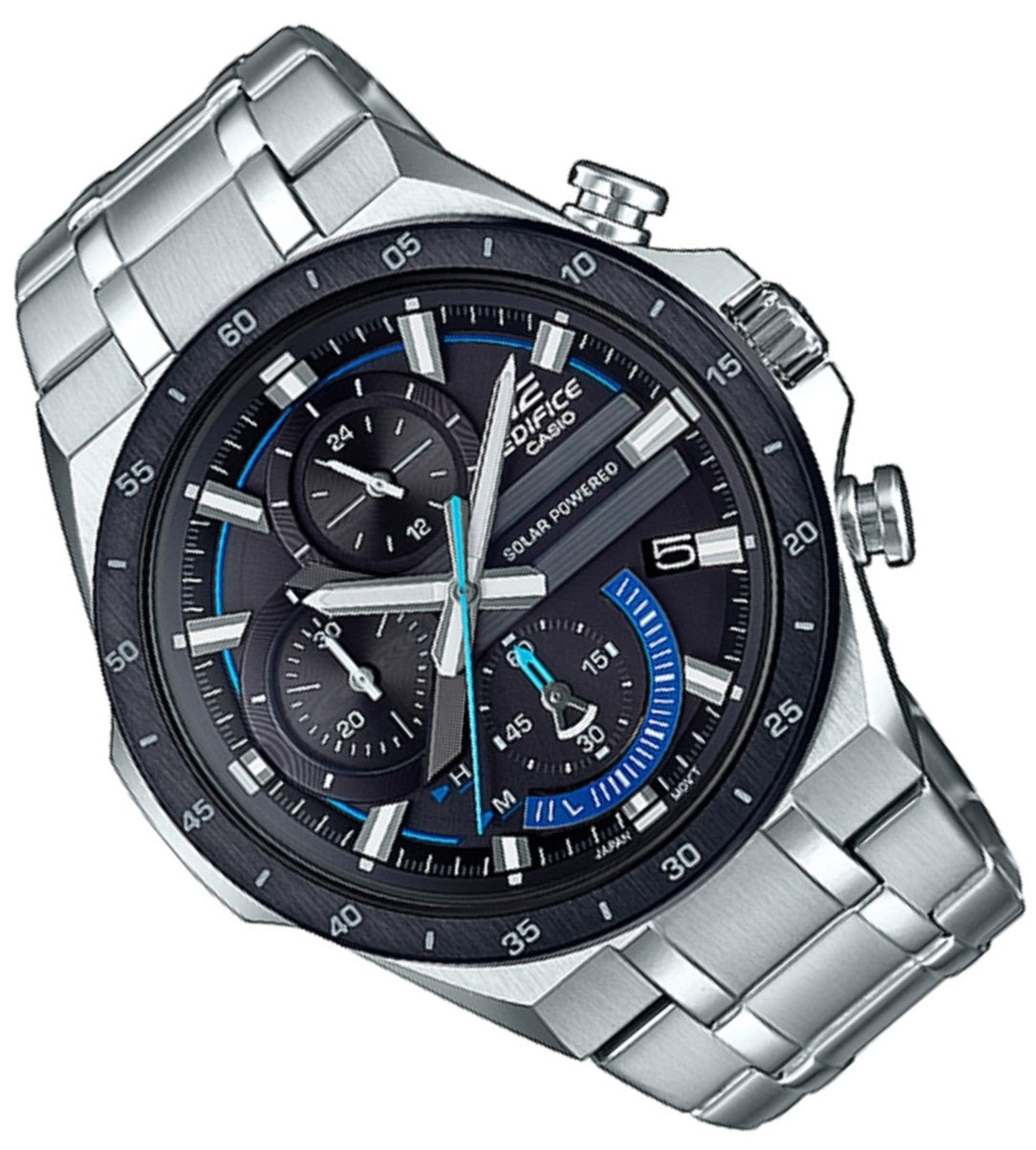 Casio Edifice EQS-920DB-1B Solar Chronograph Stainless Steel Strap Watch For Men-Watch Portal Philippines