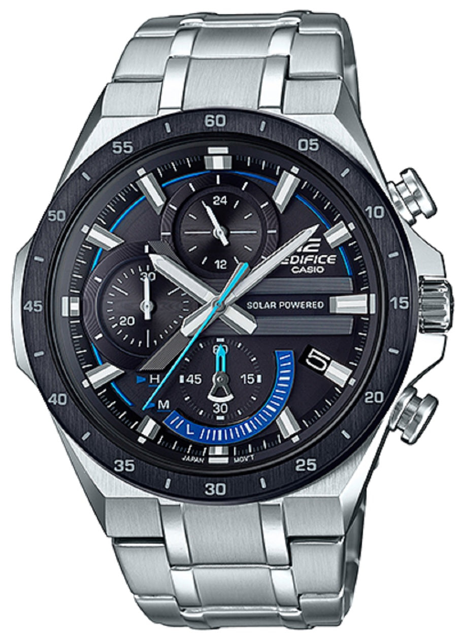 Casio Edifice EQS-920DB-1B Solar Chronograph Stainless Steel Strap Watch For Men-Watch Portal Philippines