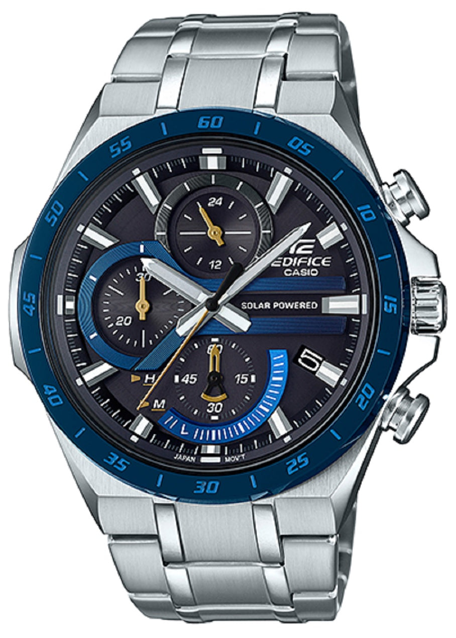 Casio Edifice EQS-920DB-2A Solar Chronograph Stainless Steel Strap Watch For Men-Watch Portal Philippines