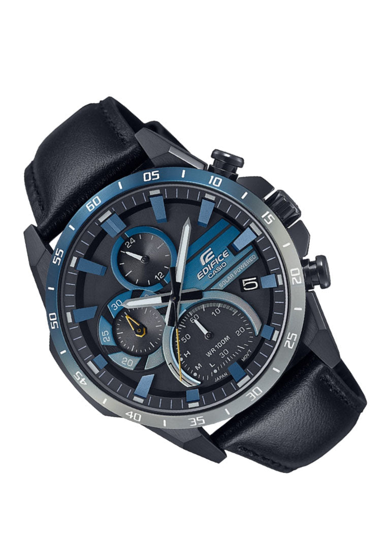 Casio Edifice EQS-940NL-1A Chronograph Leather Strap Solar Watch For Men-Watch Portal Philippines