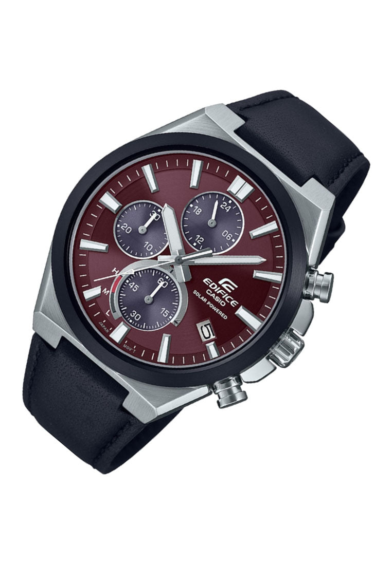 Casio EQS-950BL-5A Solar Powered Chronograph Leather Strap Watch for Men-Watch Portal Philippines
