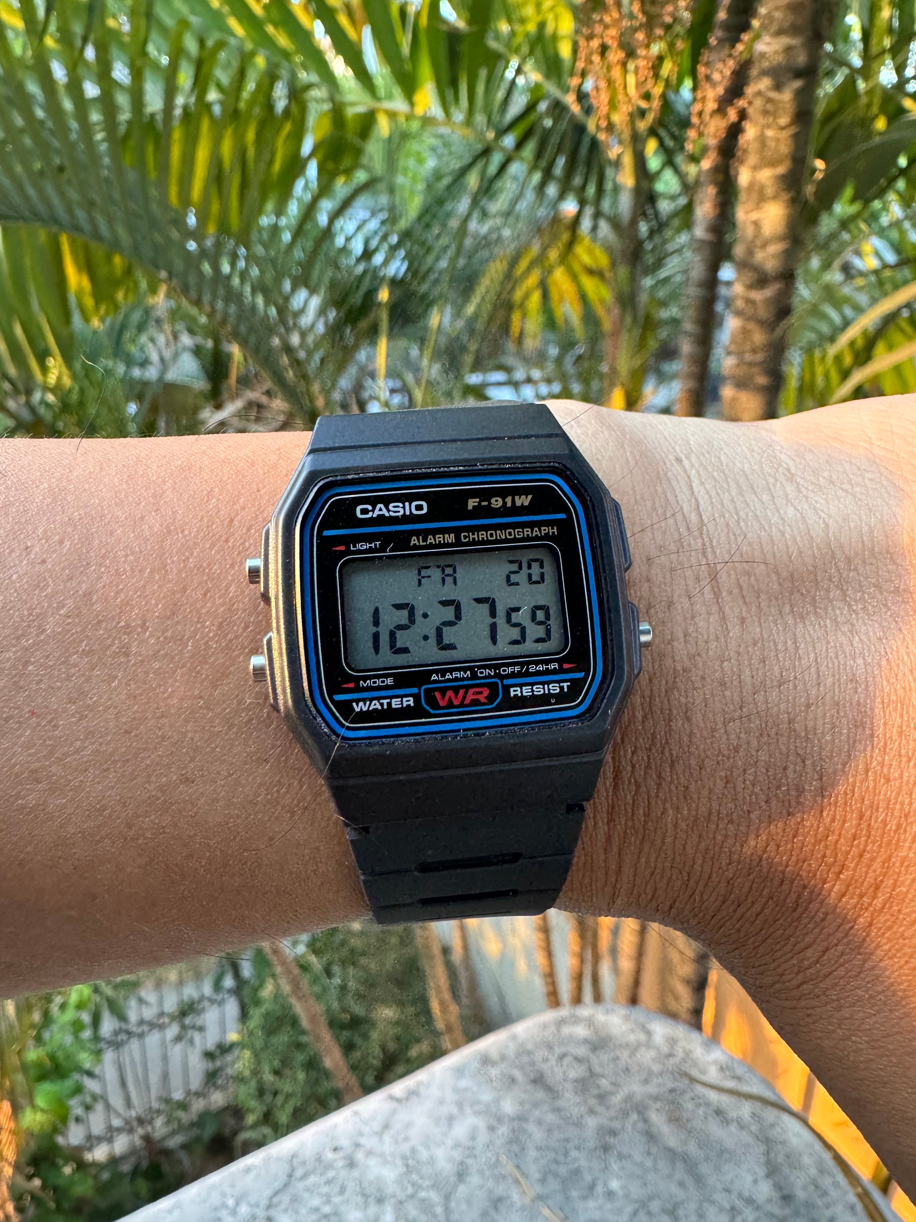 Casio F-91W-1D Black Resin Strap Watch for Men and Women-Watch Portal Philippines