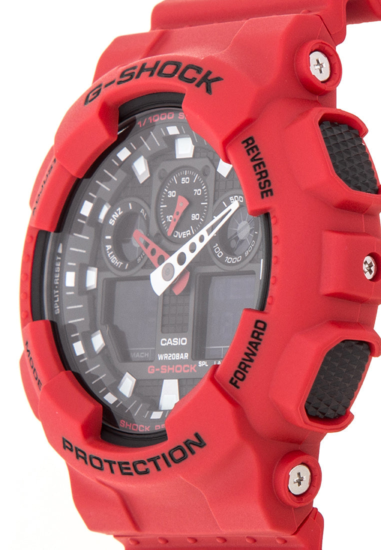 Casio G-Shock GA-100B-4ADR Coke Red Watch Digital Analog Watch For Men-Watch Portal Philippines