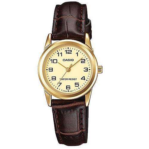 Casio LTP-V001GL-9B Brown Leather Watch for Women-Watch Portal Philippines