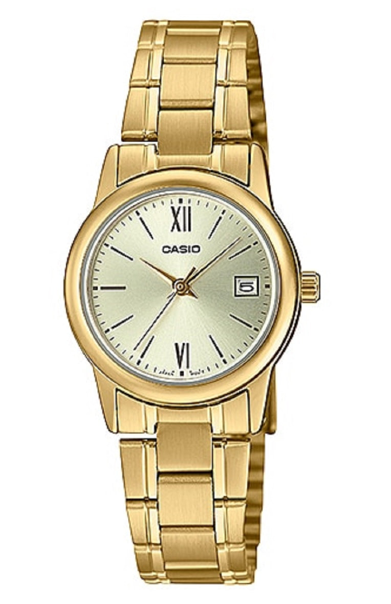 Casio LTP V002G 9B3 Gold stainless strap for Women Watch