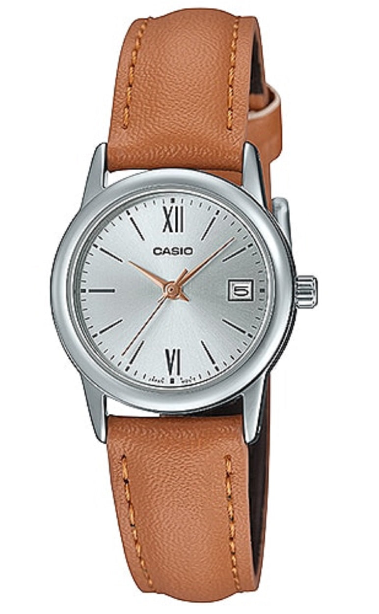 Casio LTP-V002L-7B3 Brown leather strap watch for Women-Watch Portal Philippines