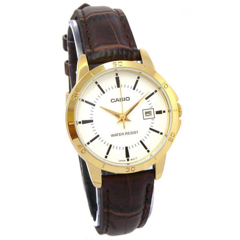 Casio LTP-V004GL-7A Brown Leather Strap Watch for Women-Watch Portal Philippines