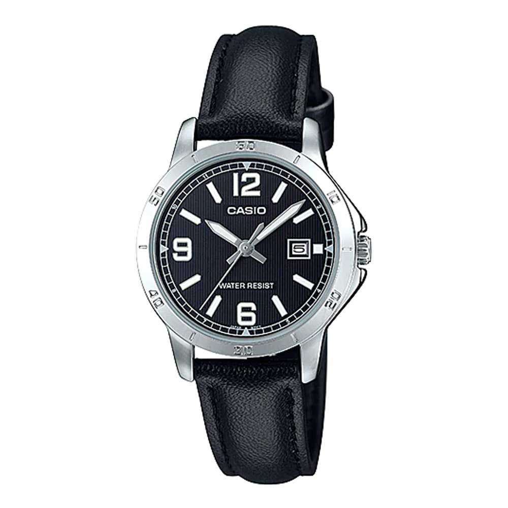 Casio Standard Analog Leather Strap Black Dial Quartz MTP-B130L-1A  MTPB130L-1 Men's Watch - CityWatches IN