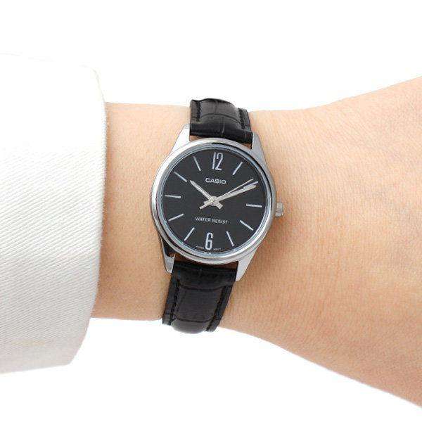 Casio LTP-V005L-1B Black Leather Strap Watch for Women-Watch Portal Philippines