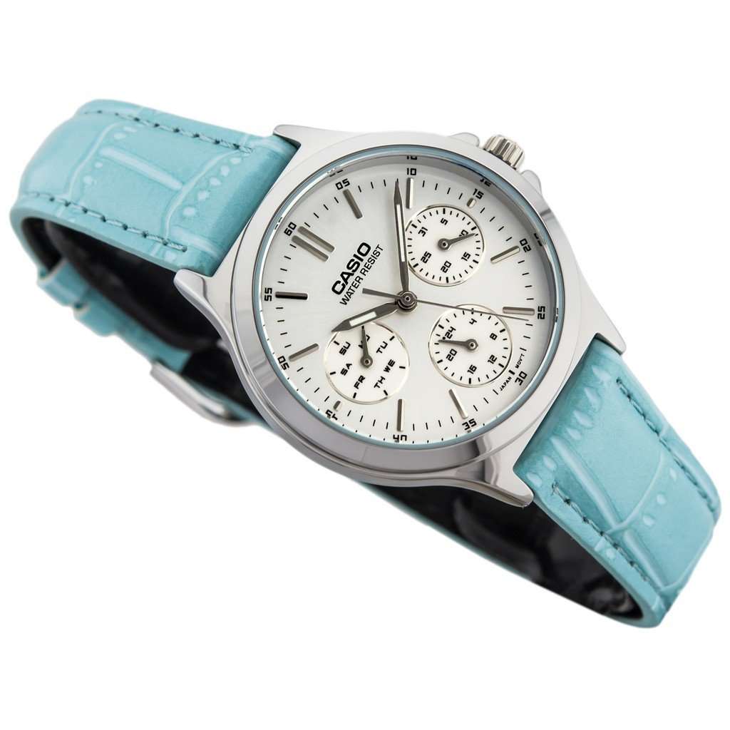 Casio LTP-V300L-2A Light Blue Leather Strap Watch for and Women-Watch Portal Philippines