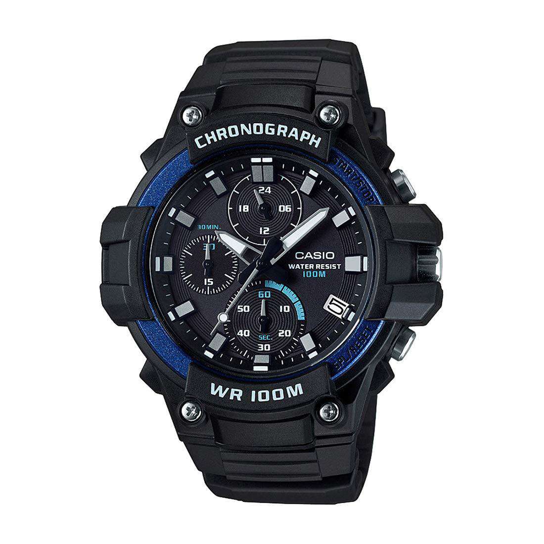 Casio MCW-110H-2AVDF Analog Chronograph Black Resin Strap