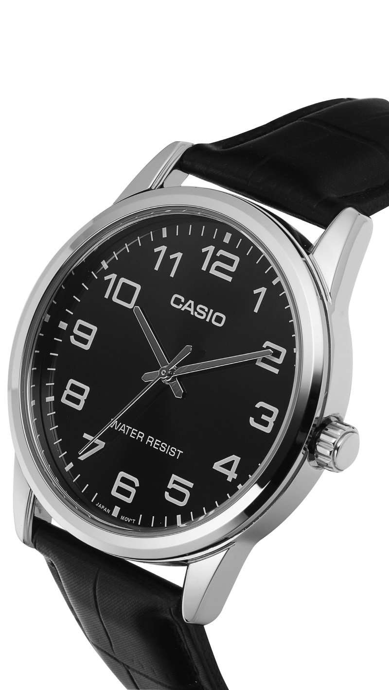 Casio MTP-V001L-1B Black Leather Strap Watch For Men | Watch