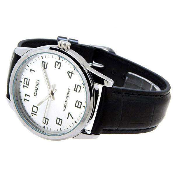 Mens black leather discount watch