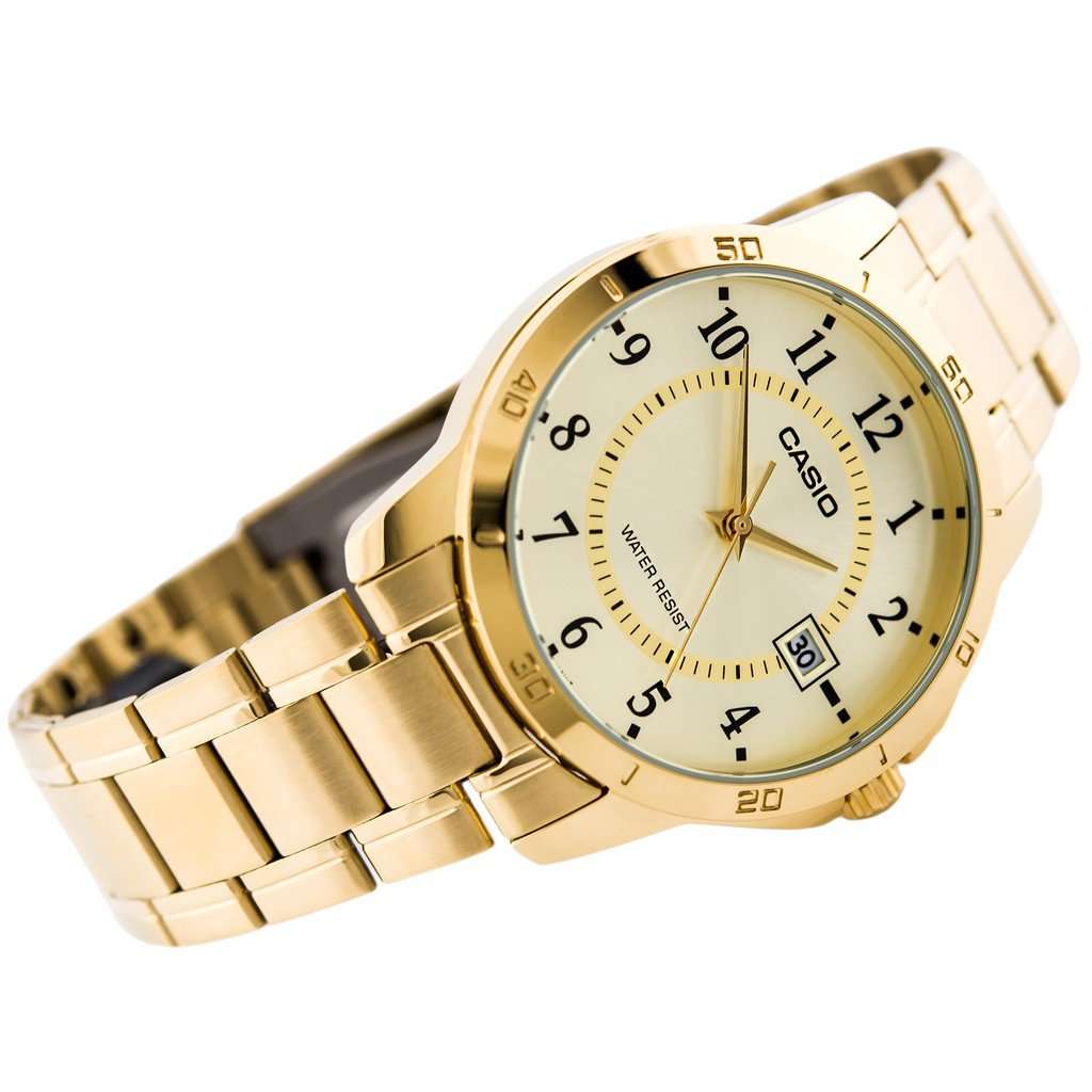 Casio MTP V004G 9B Gold Stainless Watch for Men Watch