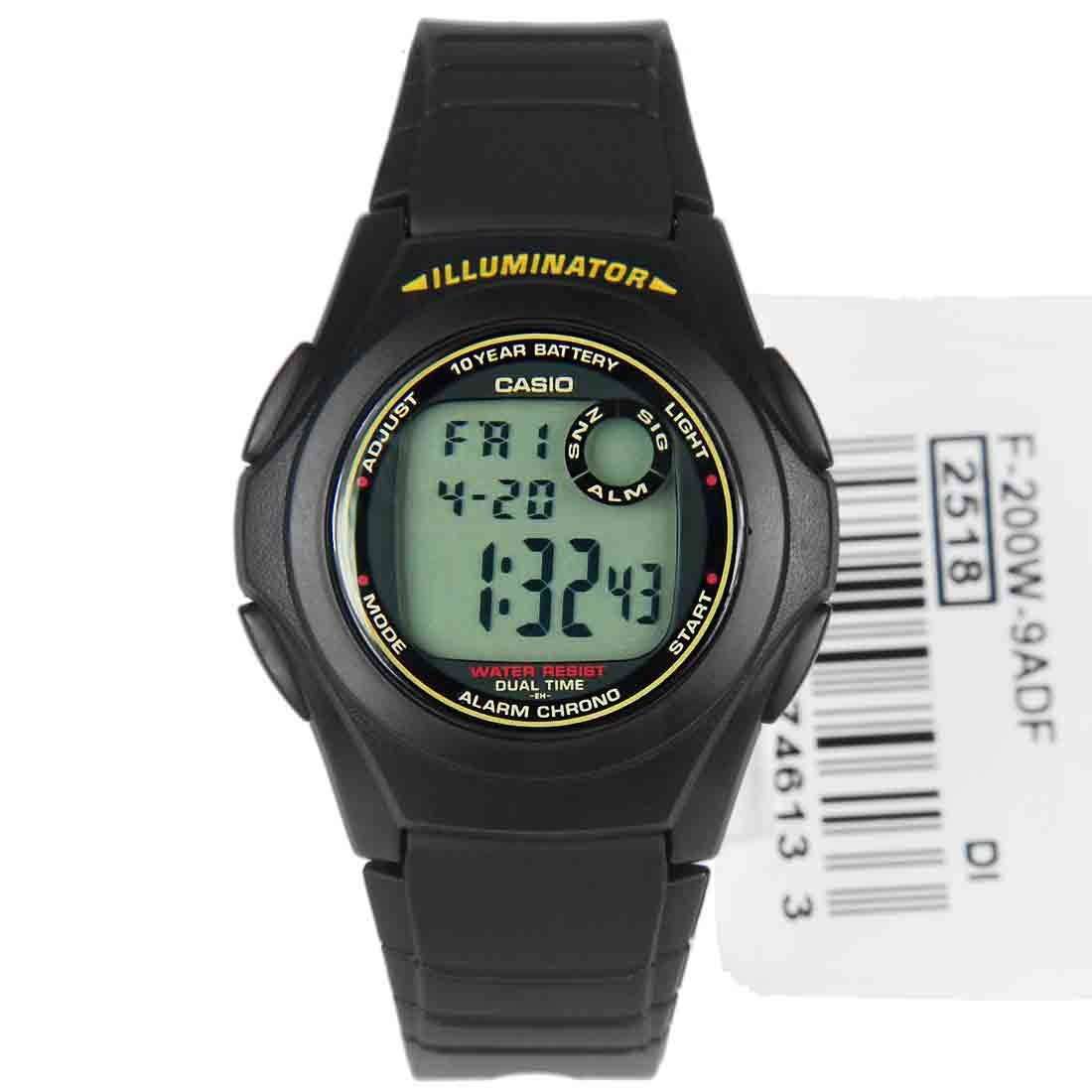 Casio Standard F 200W 9ADF Black Resin Strap Watch for Men