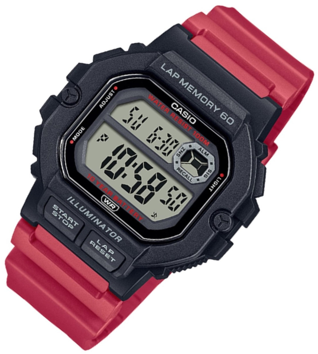 Casio WS 1400H 4A Red Resin Strap Watch for Men Watch