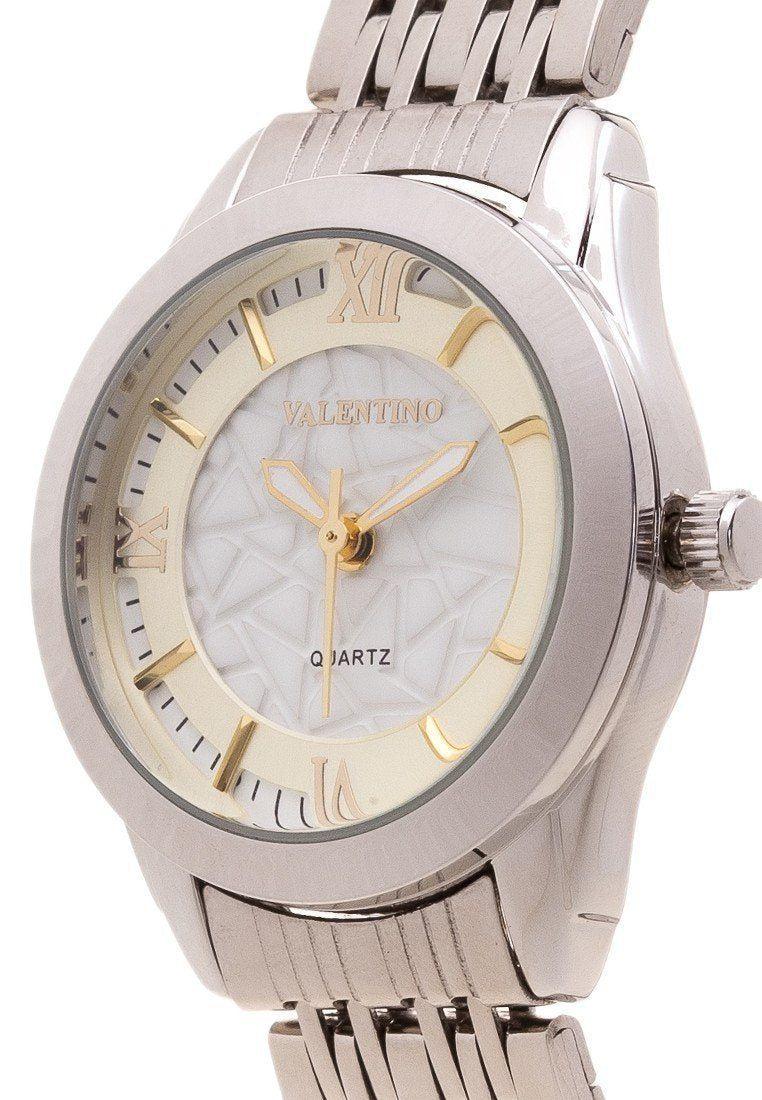 Valentino 20121914-Gold Dial Sta Barbara Mtl Stainless Strap Watch For Women-Watch Portal Philippines