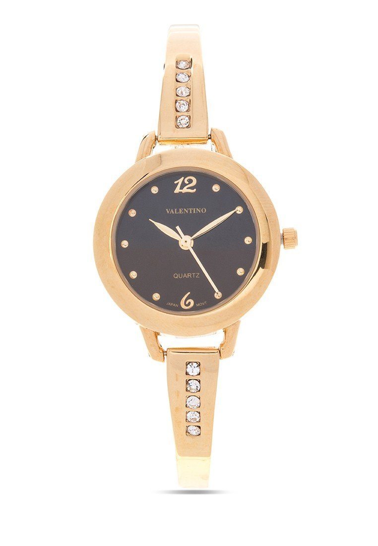 Valentino 20121980-BLACK DIAL - GOLD FASHION METAL - ALLOY Watch For Women-Watch Portal Philippines