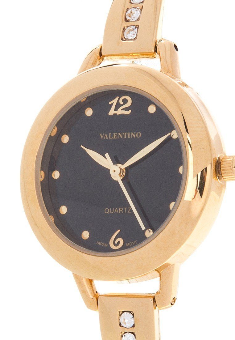 Valentino 20121980-BLACK DIAL - GOLD FASHION METAL - ALLOY Watch For Women-Watch Portal Philippines