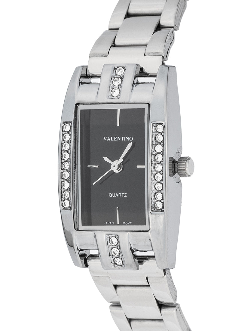 Valentino 20122384-BLACK DIAL Stainless Steel Strap Analog Watch for Women-Watch Portal Philippines