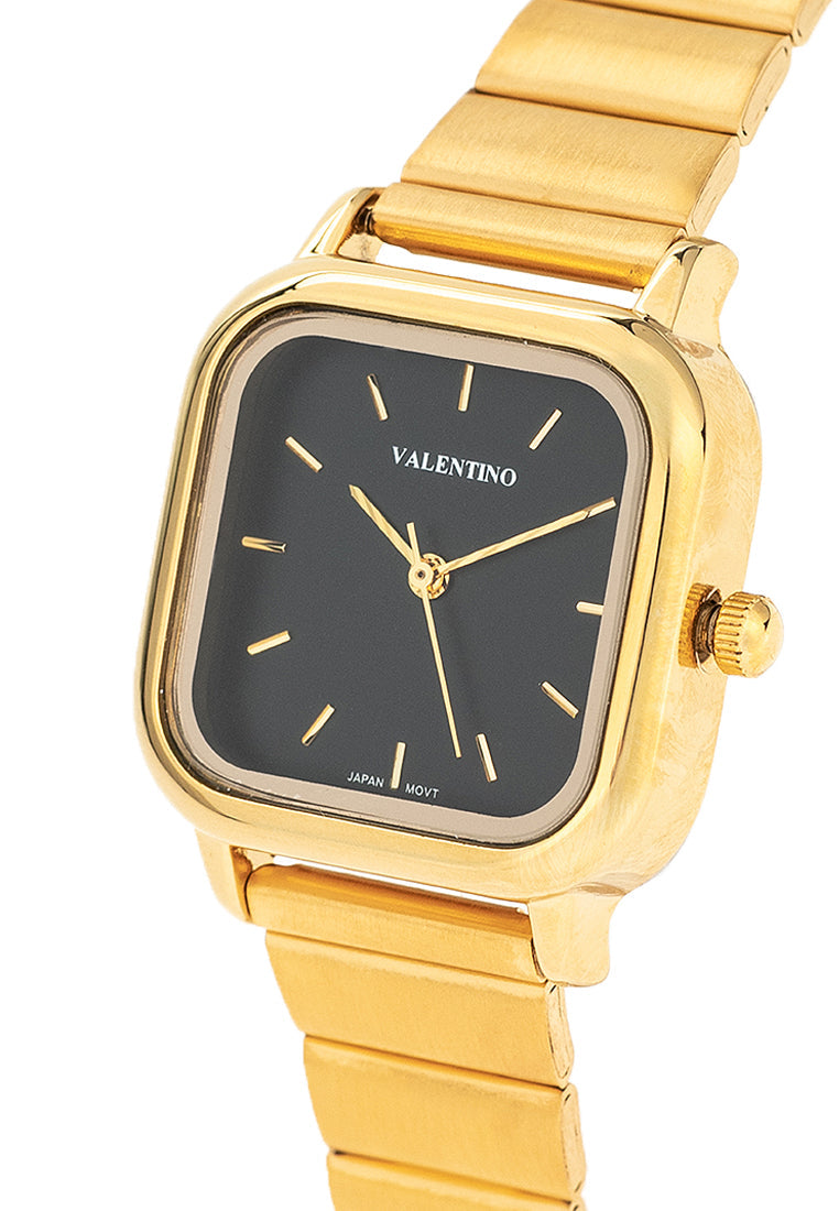 Valentino 20122389-BLACK DIAL Stainless Steel Strap Analog Watch for Women-Watch Portal Philippines