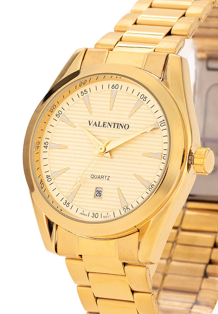 Valentino 20122400-GOLD DIAL Stainless Steel Strap Analog Watch for Men-Watch Portal Philippines