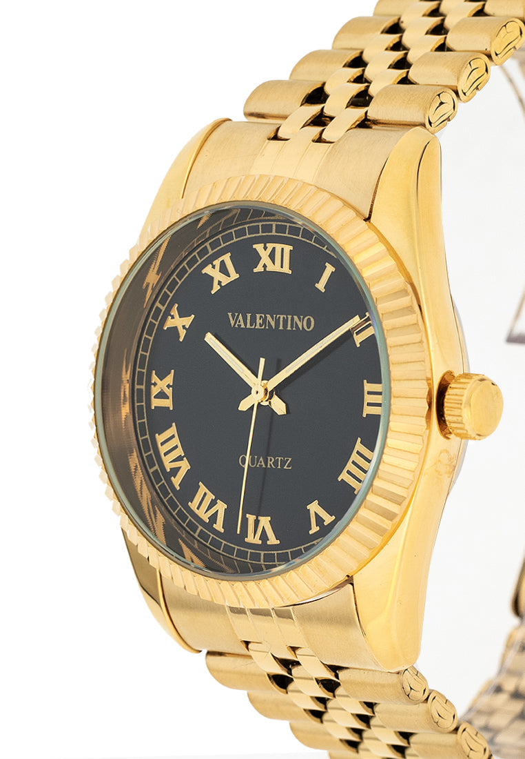 Valentino 20122402-GOLD - BLACK DIAL Stainless Steel Strap Analog Watch for Men-Watch Portal Philippines