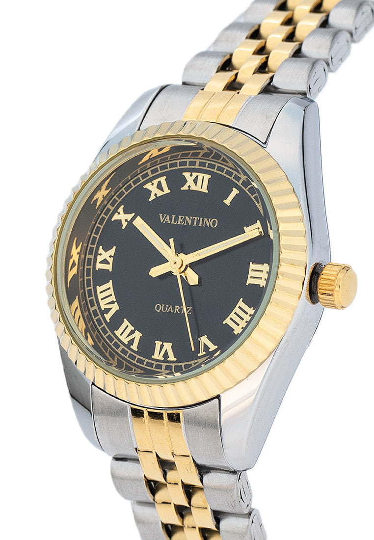 Valentino 20122403-TWO TONE-BLACK DIAL Stainless Steel Strap Analog Watch for Women-Watch Portal Philippines