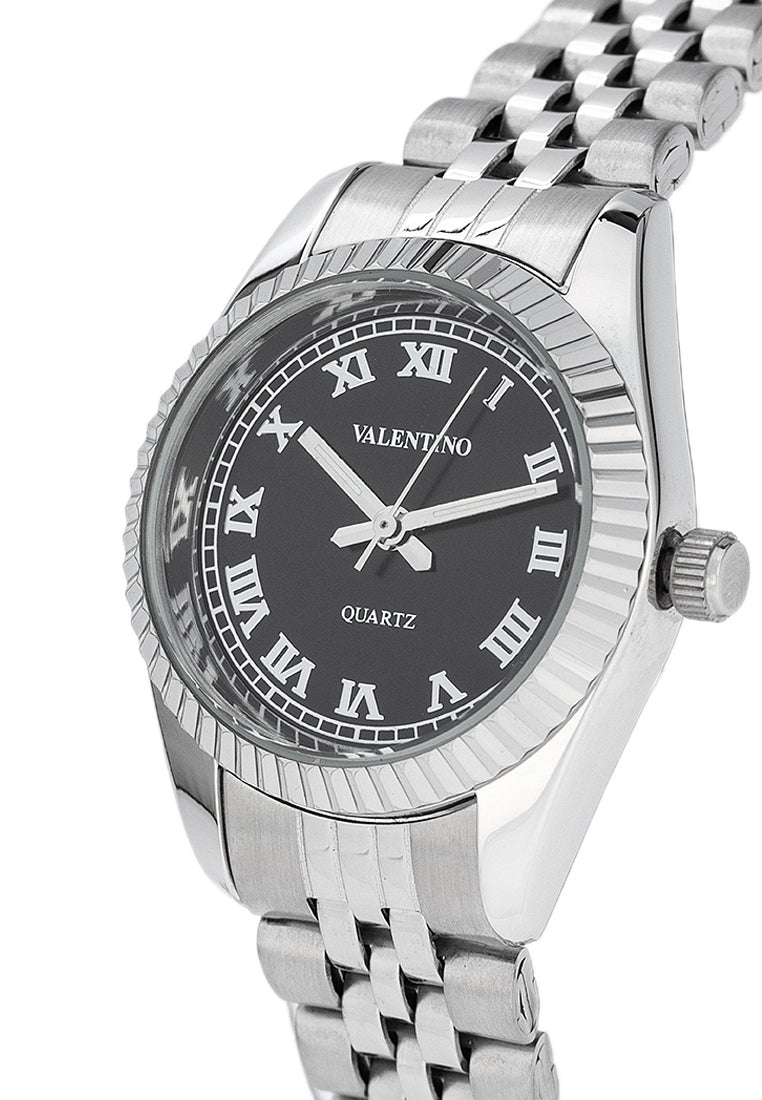 Valentino 20122405-BLACK DIAL Stainless Steel Strap Analog Watch for Women-Watch Portal Philippines