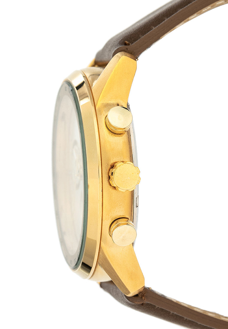 Valentino 20122411-GOLD CASE - SILVER DL Leather Strap Analog Watch for Men-Watch Portal Philippines