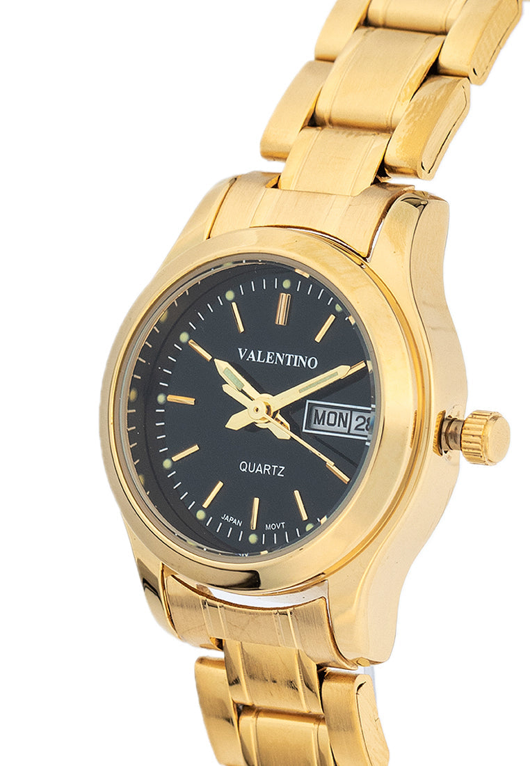 Valentino 20122423-GOLD - BLACK DIAL Stainless Steel Strap Analog Watch for Women-Watch Portal Philippines