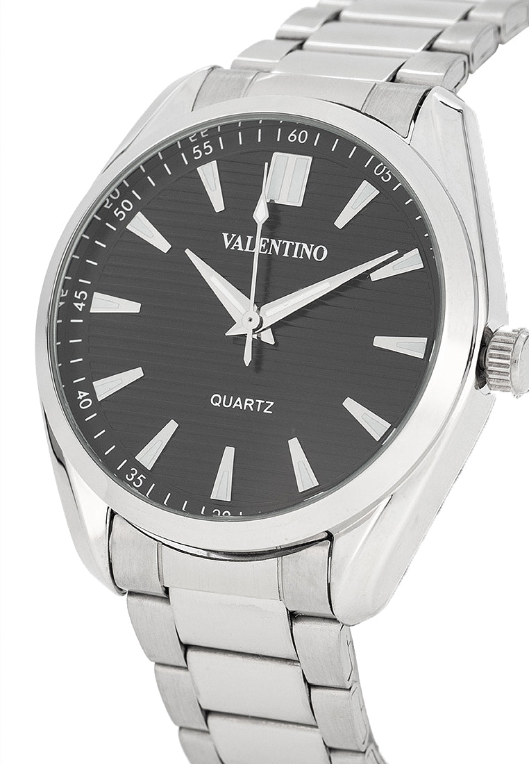 Valentino 20122458-BLACK DIAL Stainless Steel Strap Analog Watch for Men-Watch Portal Philippines