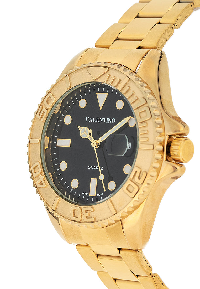 Valentino 20122463-BLACK DIAL Stainless Steel Strap Analog Watch for Men-Watch Portal Philippines